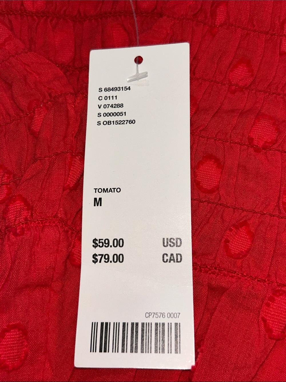 Urban Outfitters Red Ruffled Smocked V-Neck Crop Tank Size Medium - Picture 8 of 10